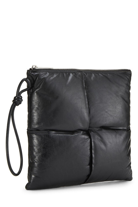 Black Calfskin Maxi Intrecciato Padded Pouch - Image 2