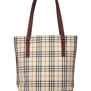 Burgundy House Check Bucket Shoulder Bag Small
