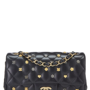 Black Lambskin Lucky Charm Rectangular Flap Mini