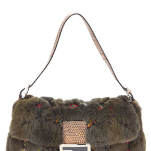 Brown Beaded Fur Baguette