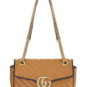 Orange Leather Torchon GG Marmont Shoulder Bag Small