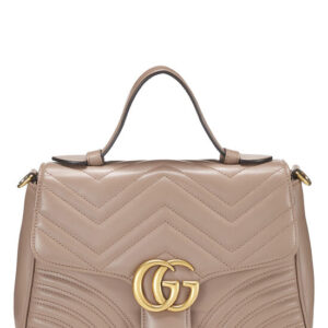 Pink Leather GG Marmont Top Handle Shoulder Bag Small
