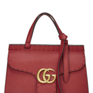 Red Leather GG Marmont Top Handle Bag Mini