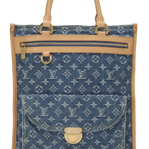 Blue Monogram Denim Flat Shopper