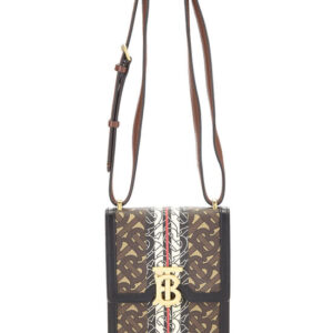 Brown Coated Canvas Monogram Striped Robin Crossbody
