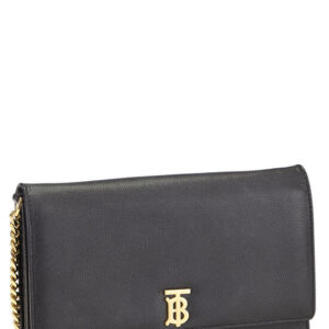Black Grainy Calfskin TB Wallet On Chain (WOC)
