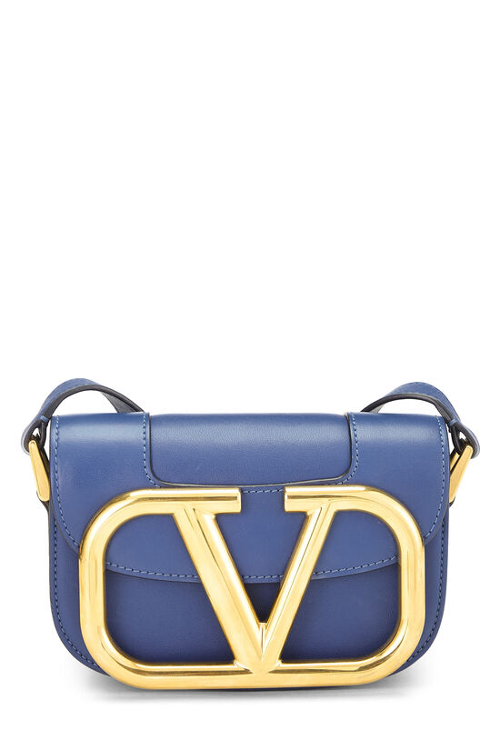 Blue Calfskin Supervee Crossbody Small