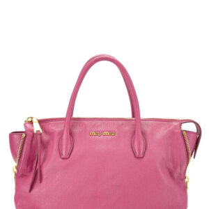 Pink Leather Side Zip Convertible Tote Small