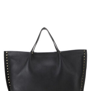 Black Leather Rockstud Tote