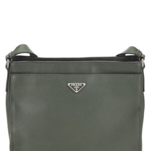 Green Vitello Daino Flat Pocket Messenger Bag