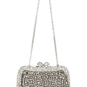 Silver Crystal Embellished Clutch