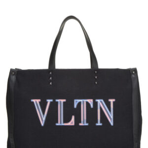 Black Canvas Neon VLTN Shopper Tote Medium