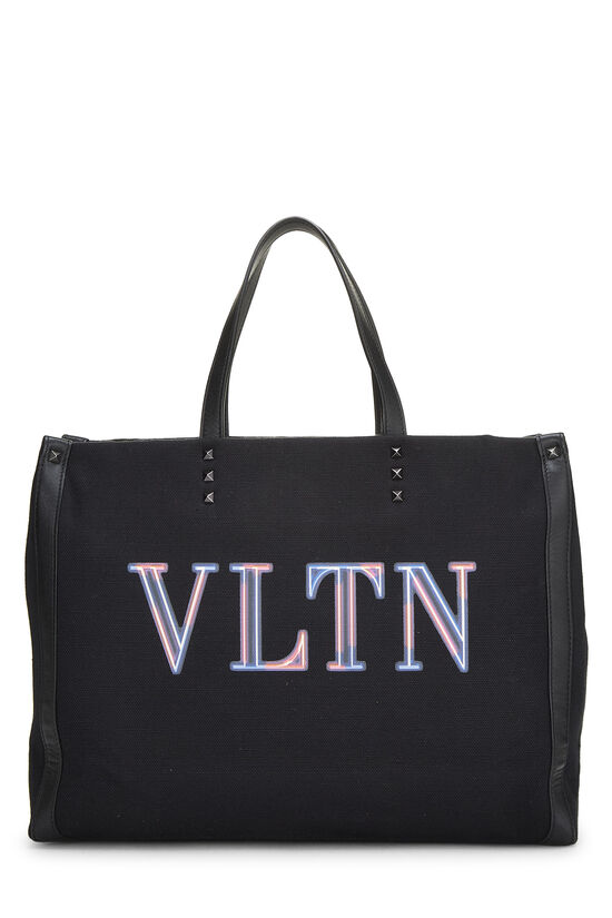 Black Canvas Neon VLTN Shopper Tote Medium