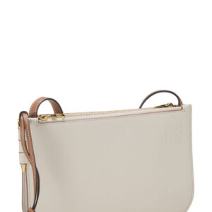 Grey Calfskin Gate Double Zip Pouch